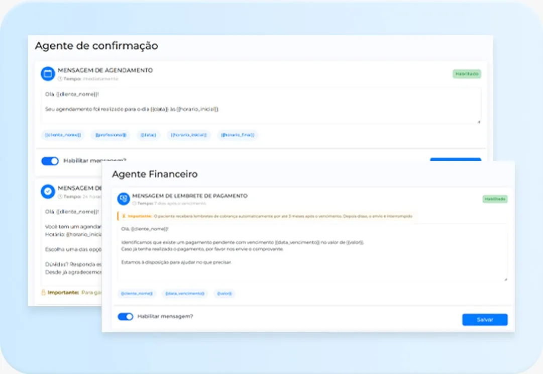 Tela de WhatsApp automatizado do Clinora